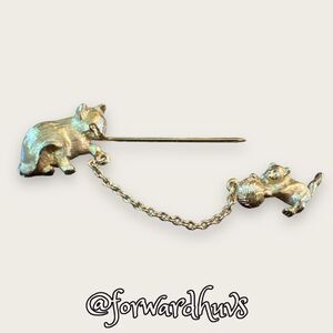 Vintage Avon Gold Tone Kitten and Yarn Stick Pin / Hat Pin